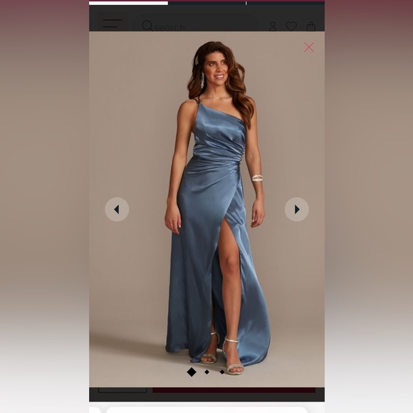 charmeuse draped one shoulder bridesmaid dress After Six Women's Malin Floral One-Shoulder Satin Charmeuse Gown - Blue